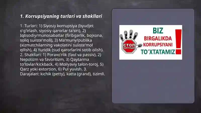 Korrupsiyaga qarshi kurashish - antikorrupsiya 3