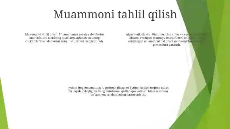 Masalalarning Algoritmini Tuzish Va Shu Algoritm Asosida Python Dasturlash Tilida Dastur Tuzish 3