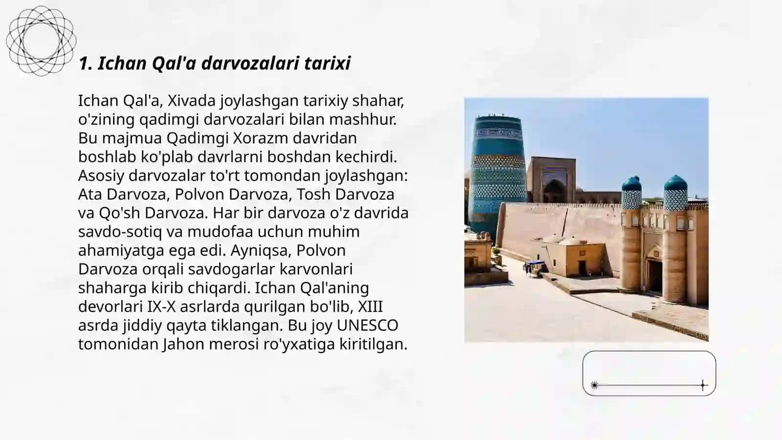 Ichan Qal'a darvozalariga ekskursiya tashkil qilish 3
