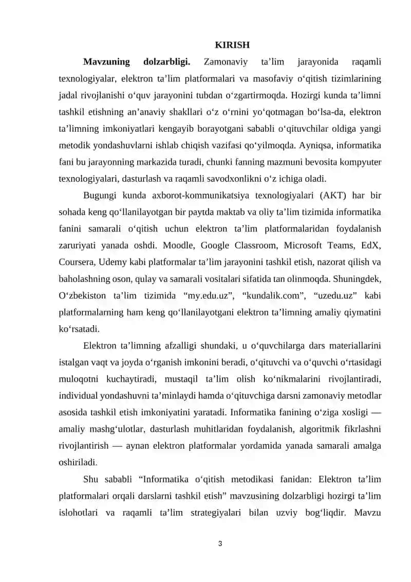 Informatika oʻqitish metodikasi fanidan Elektron taʼlim platformalari orqali darslarni tashkil etish 3