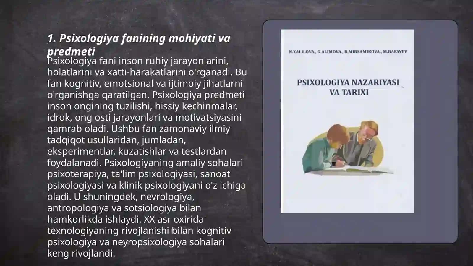 Psixologiya fanining predmeti, rivojlanish tarixi va sohalari 3