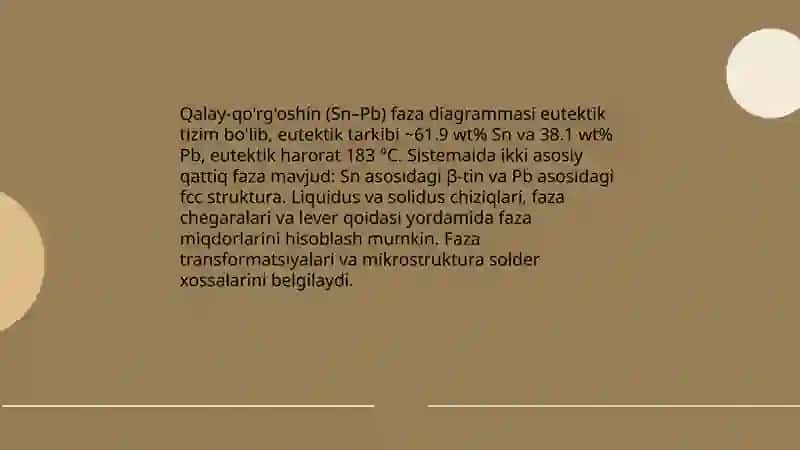 Qalay-Qo'rg'oshin birikmalari 3