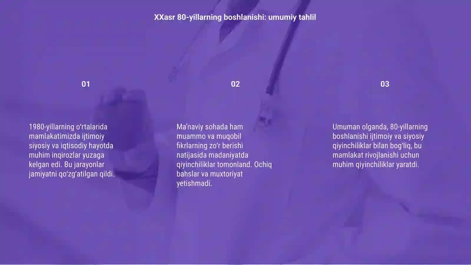 XXasr 80 yillari oʻrtalarida respublikamizdagi ijtimoiy siyosiy iqtisodiy va maʼnaviy hayotidagi inqirozli holat 3