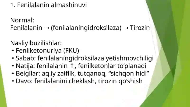 Alohida aminokislotalar almashinuvi va nasliy buzilishlari 3
