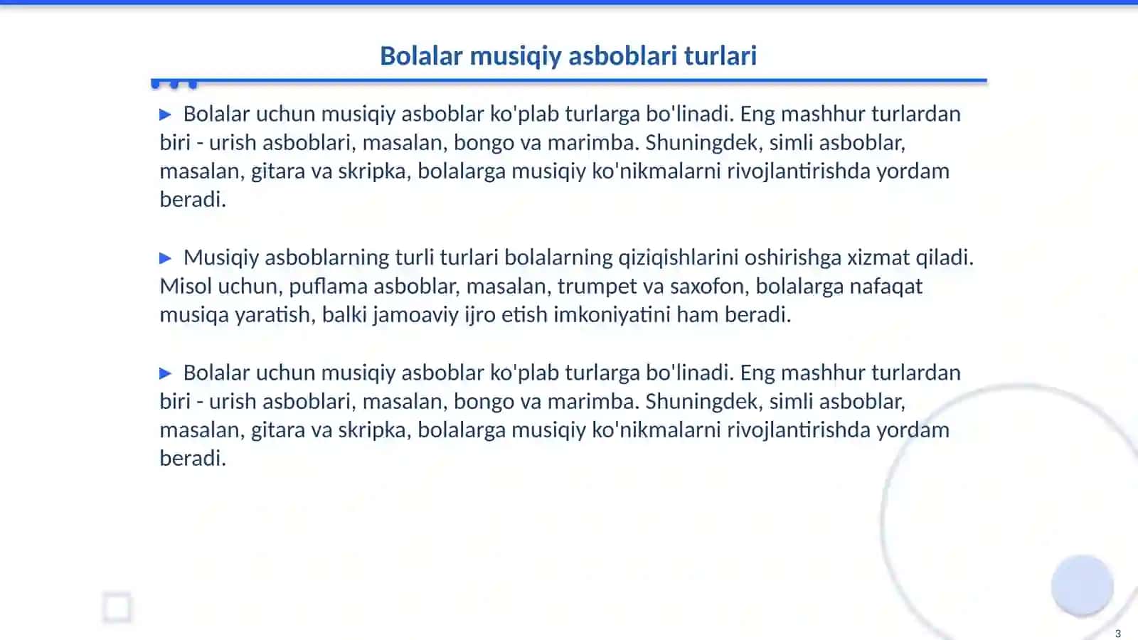 Bolalar musiqiy asboblarini yasashga oʻrgatish 3