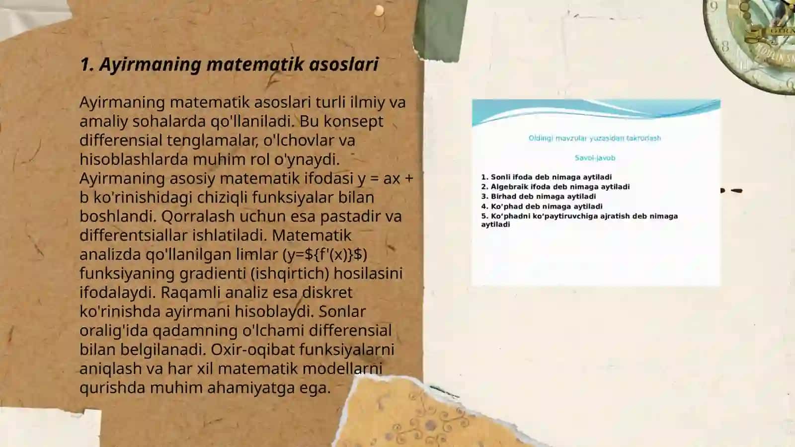 Ayirmaning matematik asoslari 3