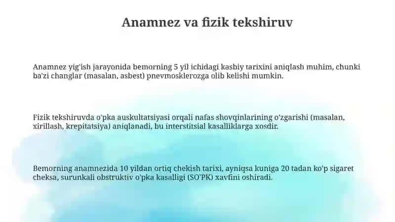 Nospesifik o'pka kasalliklarini tashxislash usullari 3