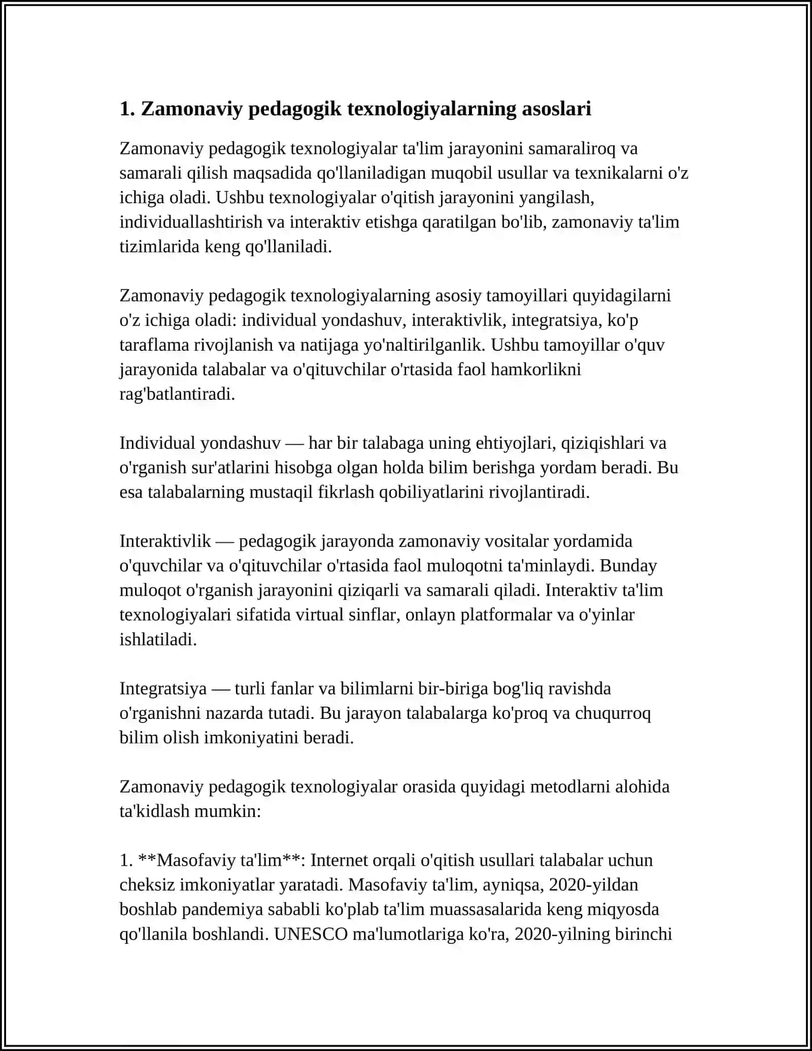 INFORMATIKA DARSLARIDA ZAMONAVIY PEDAGOGIK TEXNALOGIYALARDAN FOYDALANISH 3