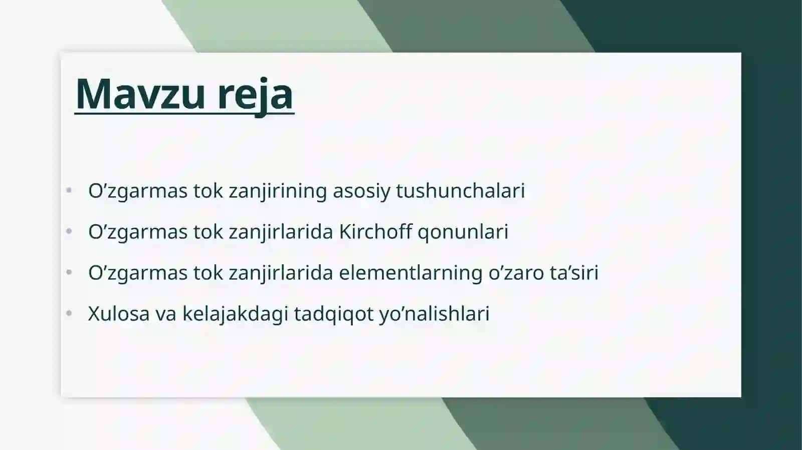 O’zgarmas tok zanjirlari 3