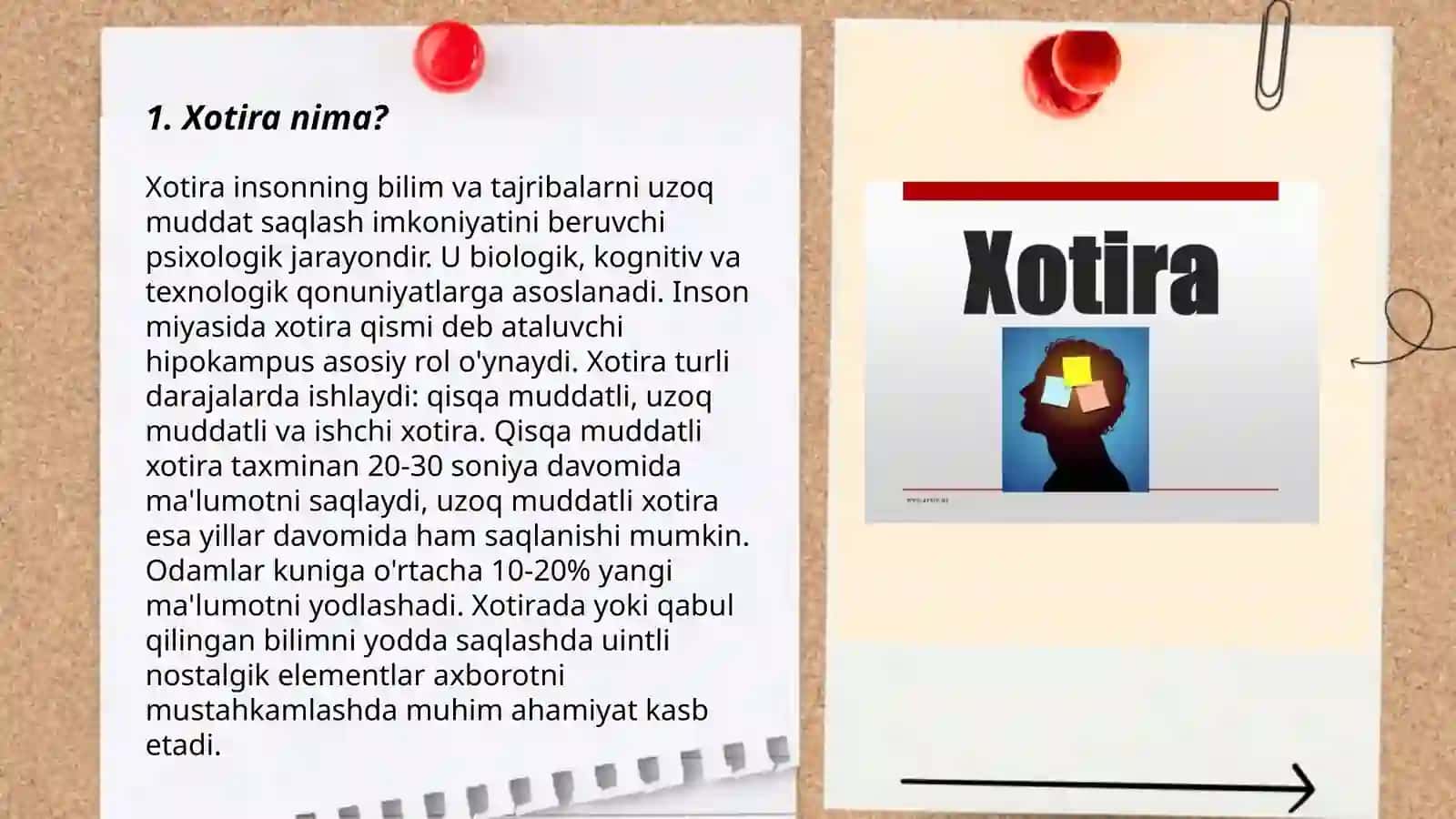 Xotira haqida tushuncha. Xotira turlari va uning xususiyatlari 3