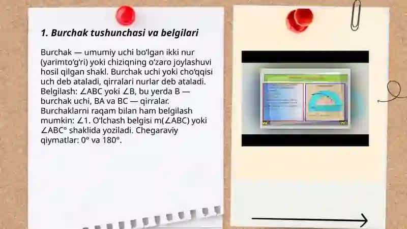 Burchak turlari va ularni o'lchash 3