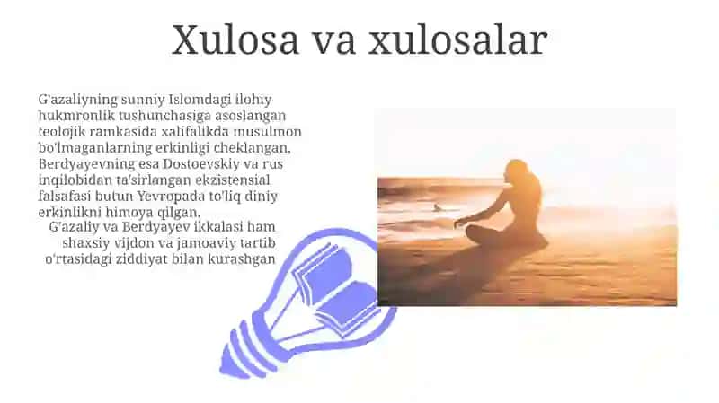 Berdyaevning diniy hurfikrlilik haqidagi gʻoyalarini Gʻazzoliy gʻoyalari bilan qiyoslash 3