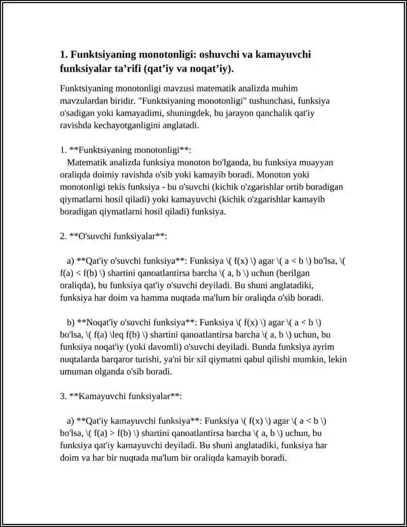Funktsiyaning Monotonligi 3