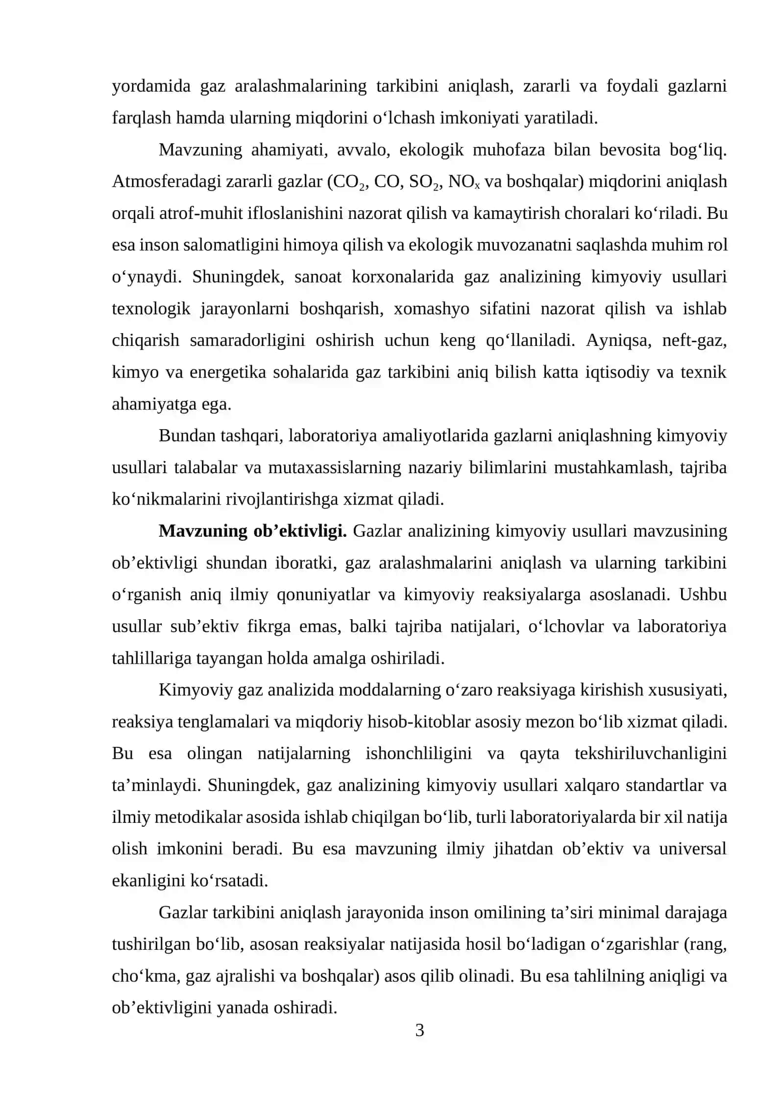 Gaz analizi kimyo fanining muhim yo‘nalishlaridan biri 3