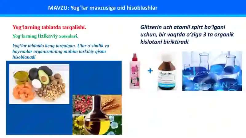 Yog`lar mavzusiga oid hisoblashlar 3