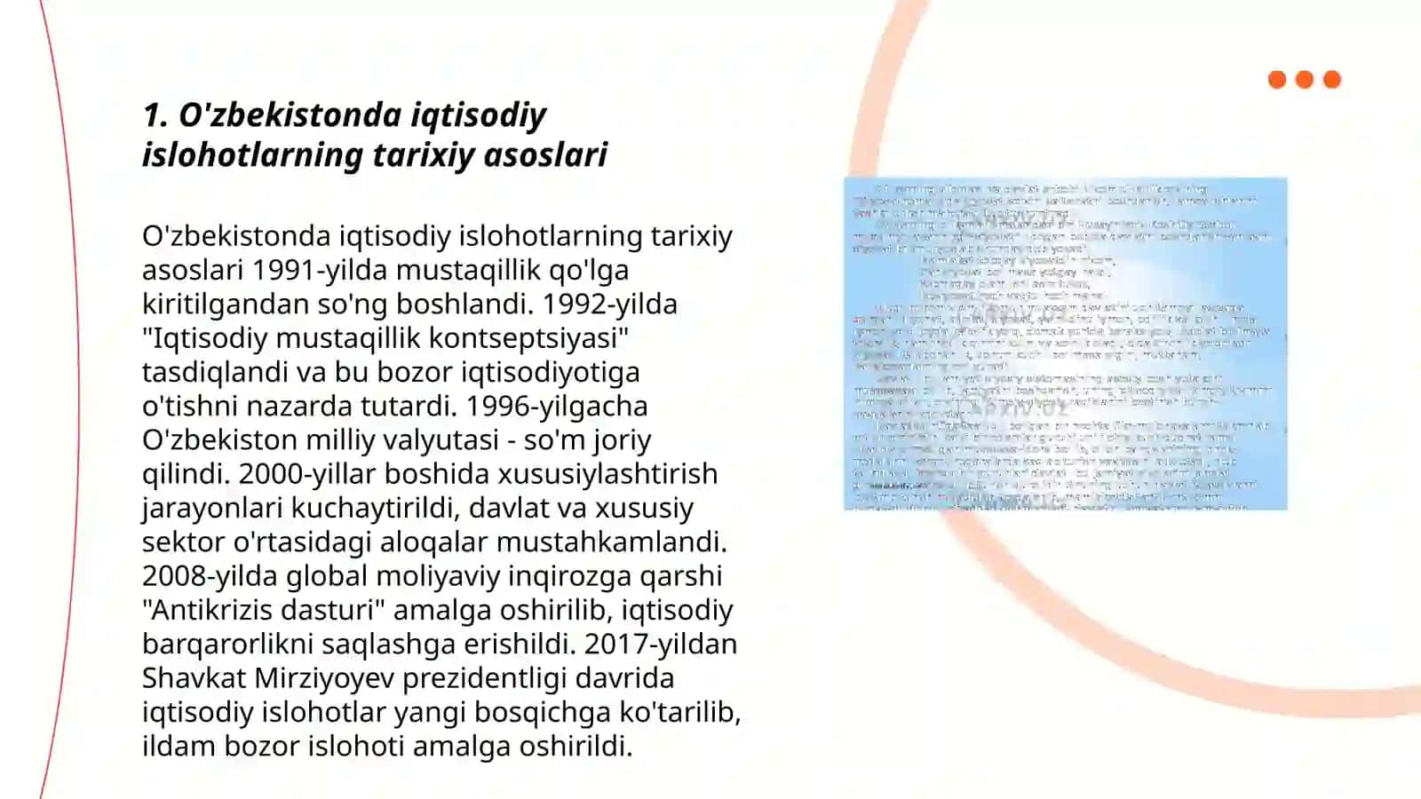 O'zbekistonda iqtisodiy islohotlar, xususiy mulkchilikning shakillanishi 3