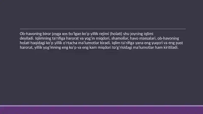 Iqlim va ob-havotushunchalari 3