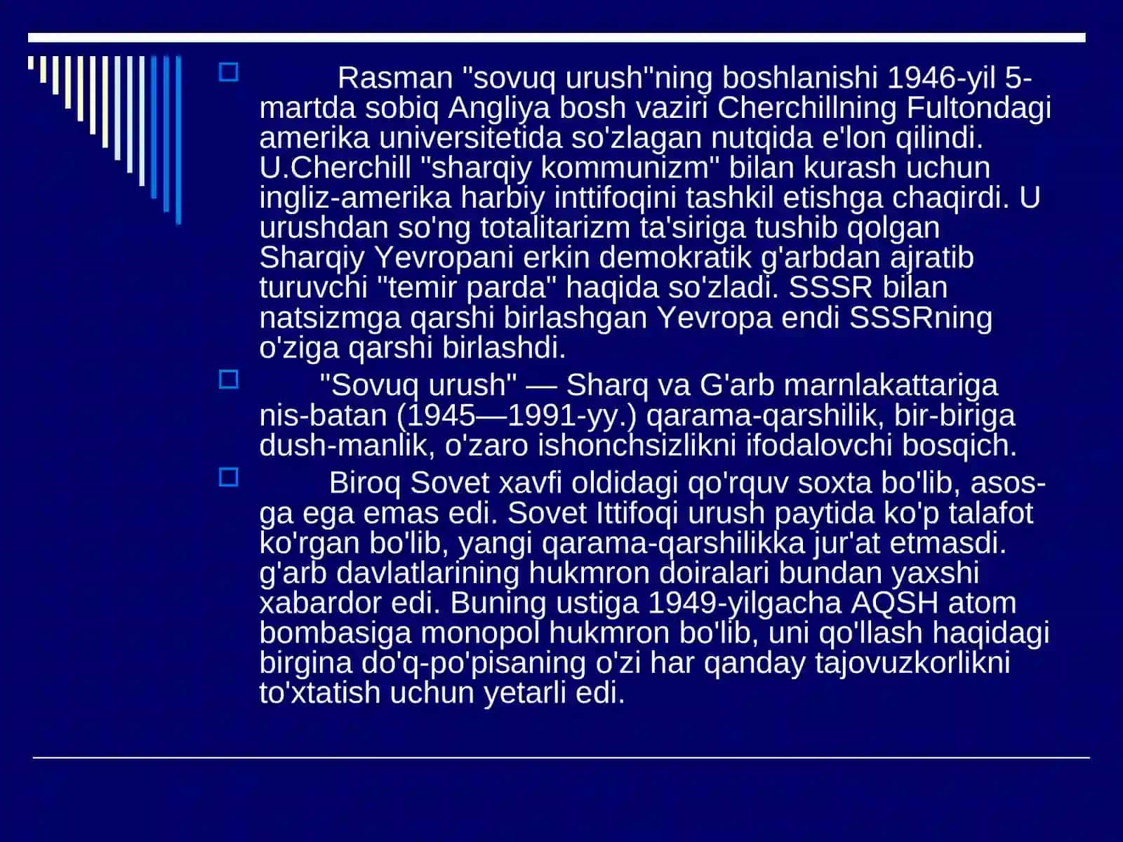 IKKINCHI JAHON URUSHIDAN SO'NG XALQARO MUNOSABATLAR 3