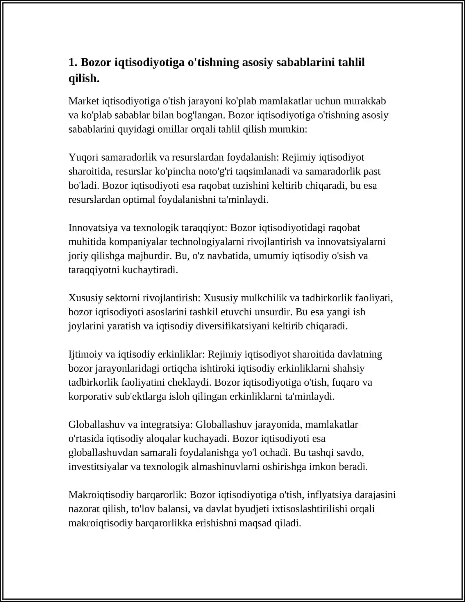 BOZOR IQTISODIYOTIGA OʻTISHGA REVOLUTSION YOʻL TUTULISHI SABABLARI 3