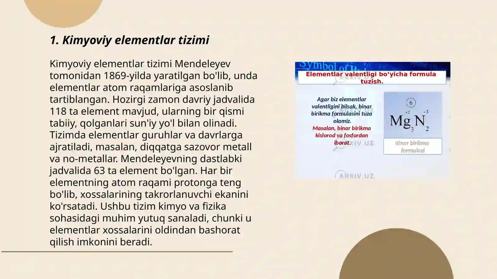 Kimyoviy formula va valentlik 3