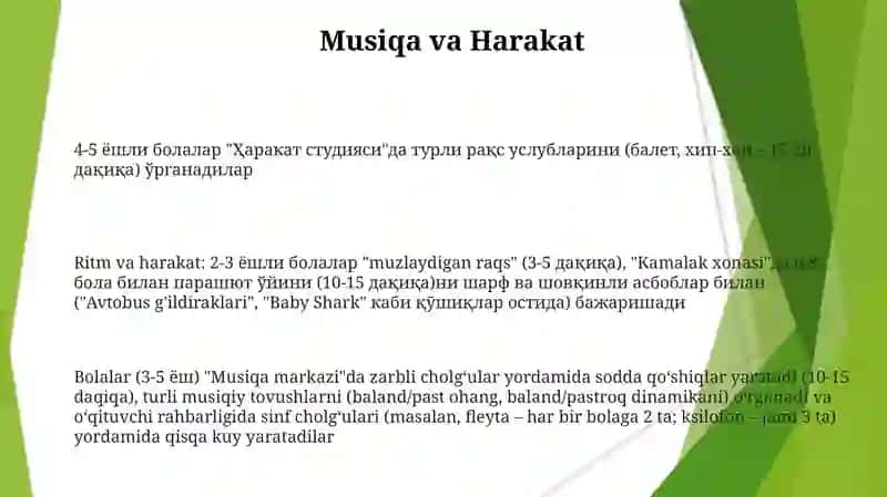 Maktabgacha taʼlim tashkilotida mashgʻulot (faoliyat) turlari 3