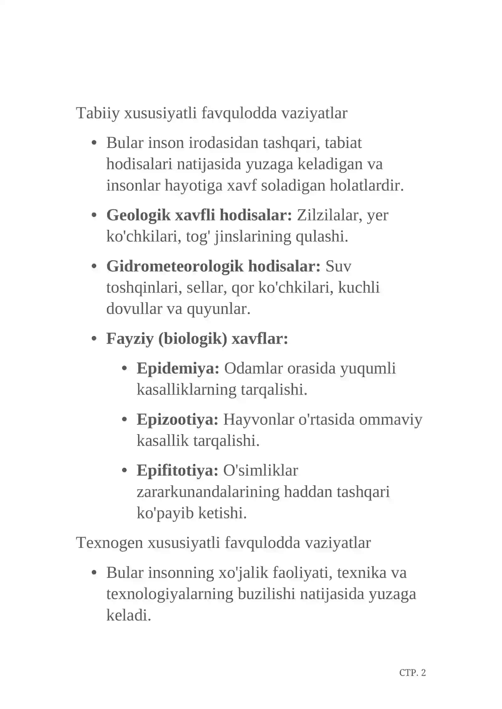 Favqulodda vaziyatlar turlari 3