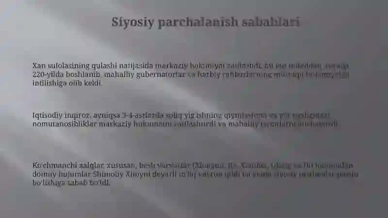 V - VI asrlarda Xitoyning siyosiy tarqoqligi 3