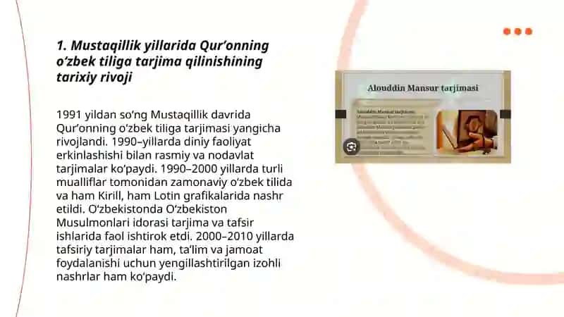 Mustaqillik yillarida Qurʼonning oʻzbek tiliga tarjima qilinishi va tafsirlari 3