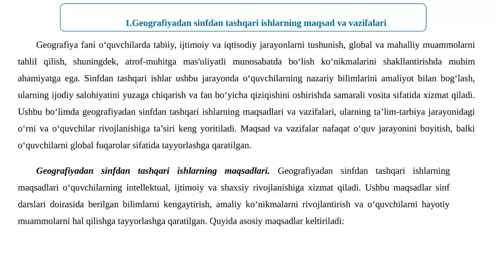 "GEOGRAFIYA VA TABIIY FAN (SCIENCE) O’QITISH METODIKASI" KURS ISHI TAYYORLIGI 3