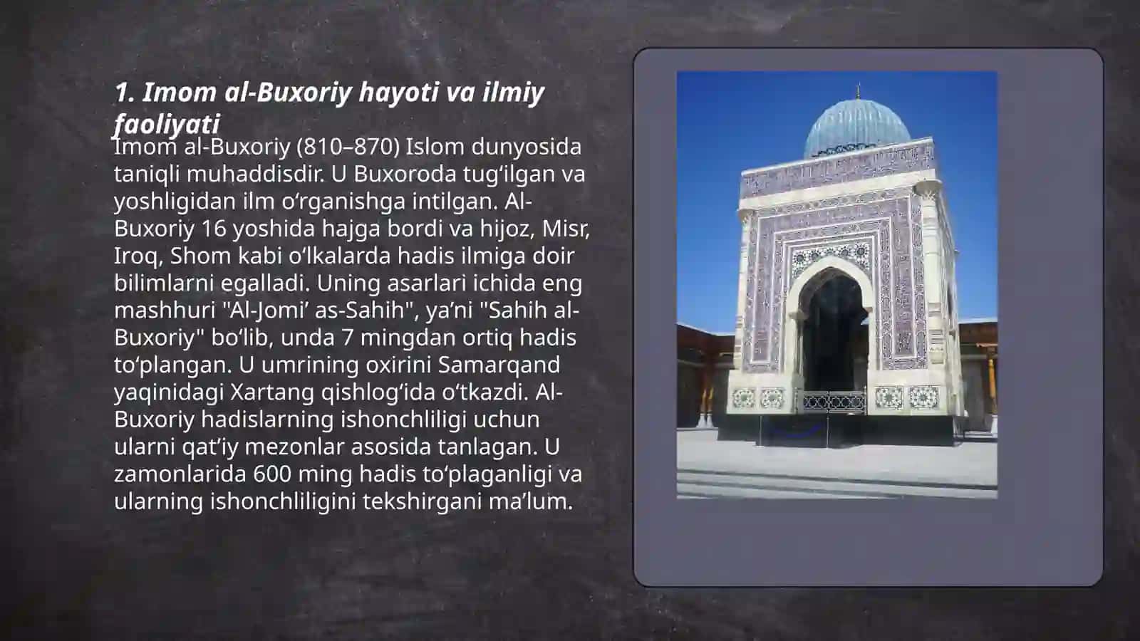 Imom Buxoriy va Imom Termiziy hadis ilmiga qoʻshgan hissalarining qiyosiy tahlili 3