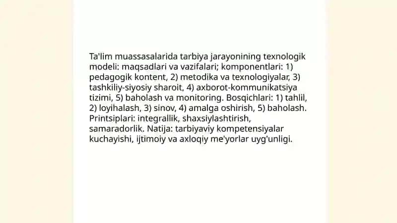 Ta'lim muassasalarida tarbiya jarayoniga texnologik yondashuv va uni loyihalash 3