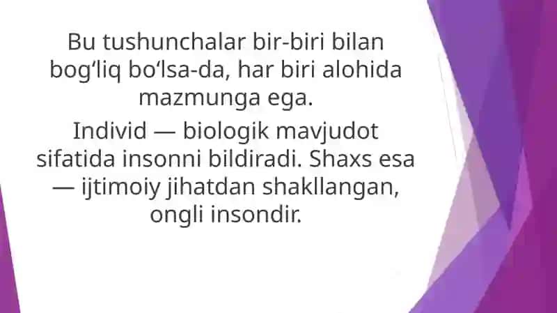 Individshaxsindividualliktuwunchalari 3