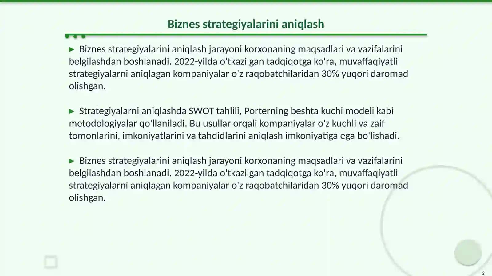 Biznes strategiyalarini qoʻllash hususiyatlari 3