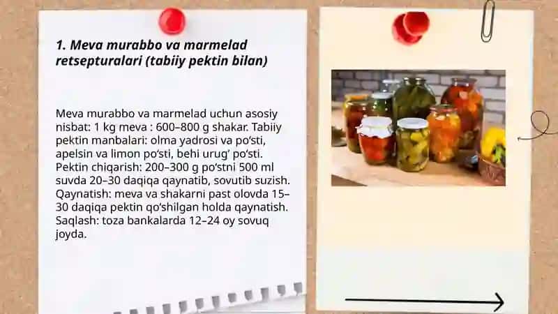 Meva va sabzavotlarni tabiiy usulda konservalash retsepturasi 3