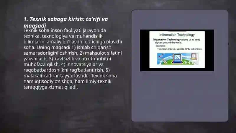 Texnik sohaga kirish: taʼrifi va maqsadi 3