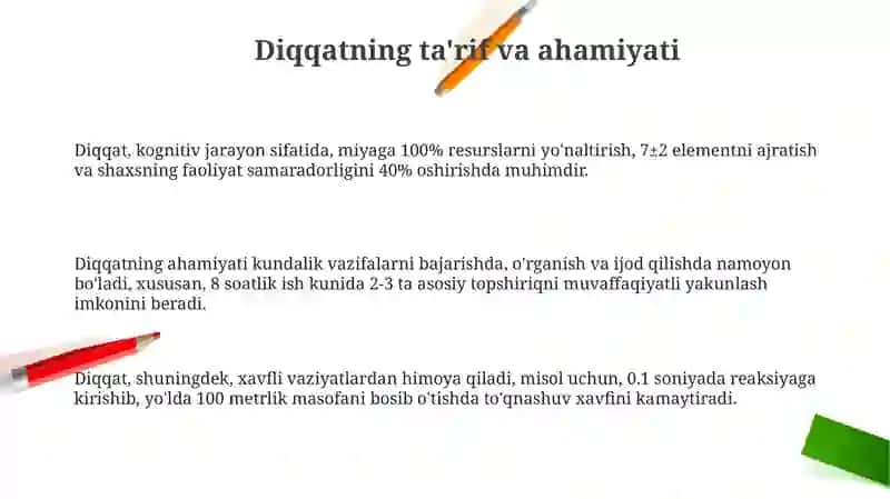 Diqqat turlari va uning xususiyatlari 3