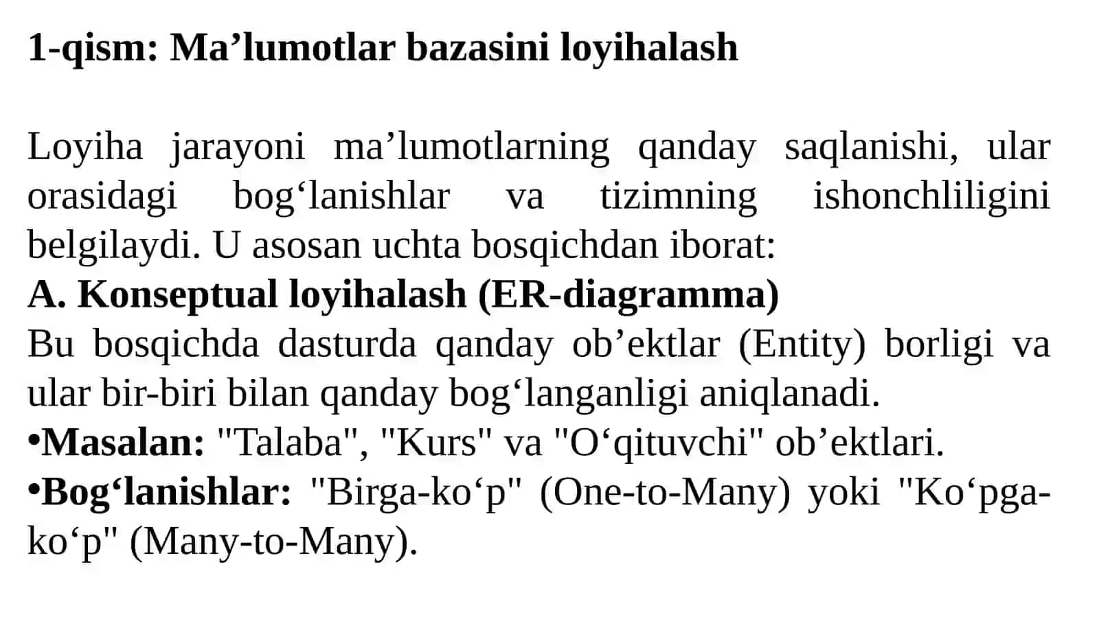 Ma’lumotlar bazasini loyihalash va optimallashtirish 3