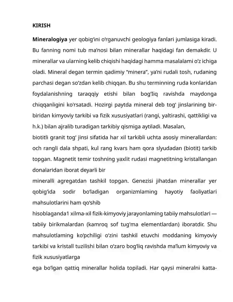 Minerallarni fizik xosssalari (rang, Shaffoflik, o'g'irlik) 3