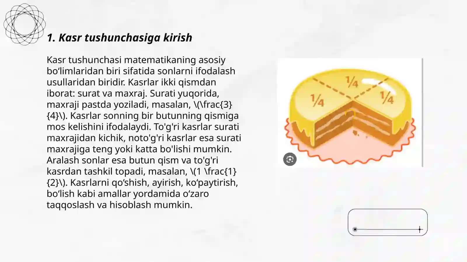 Kasr tushunchasi bilan tanishtirish metodikasi 3