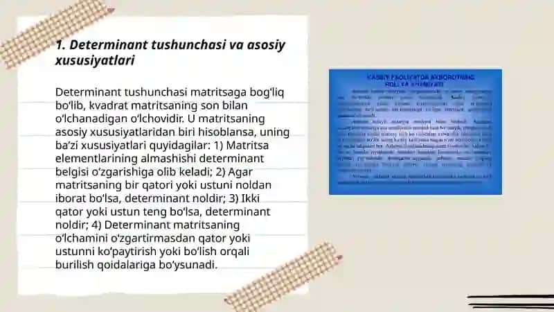 Determinantlar mavzusini aksiomalik qurish 3