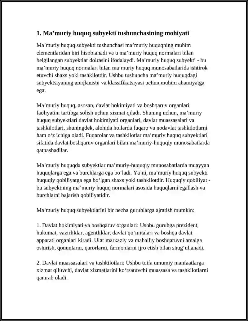 MAʼMURIY HUQUQ SUBYEKTI TUSHUNCHASI 3