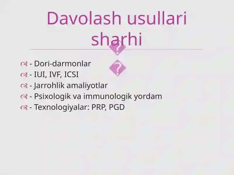 Bepushtlikni davolashning zamonaviy usullari 3