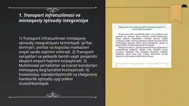 Transport sektori va iqtisodiy integratsiya jarayonlari 3