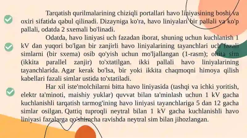 HAVOVA KABEL LINYALARI KESIM YUZALARINIHISOBLASH VATANLASH 3