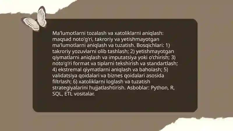 Ma'lumotlarni qayta ishlash va talqini qilish boshqichi 3