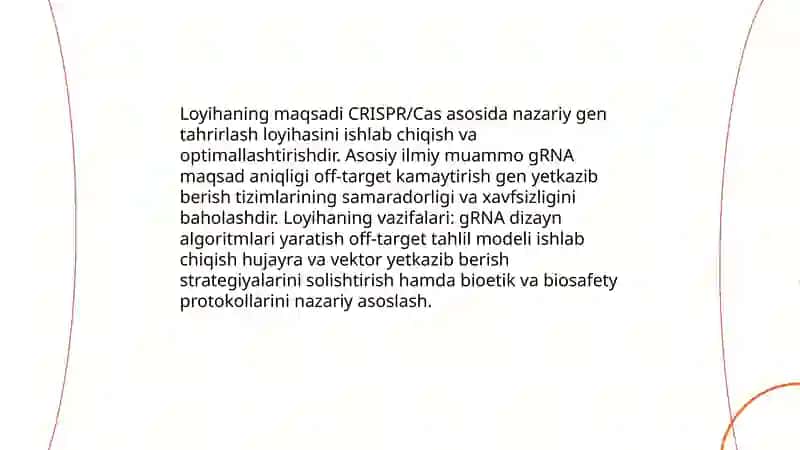 CRISPR texnologiyasi asosida nazariy gen tahrirlash loyihasi yaratish 3