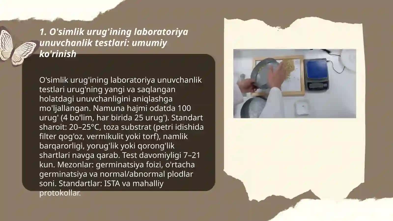 O'simlik urug'ining laboratoriya unuvchanlik testlari: umumiy ko'rinish 3