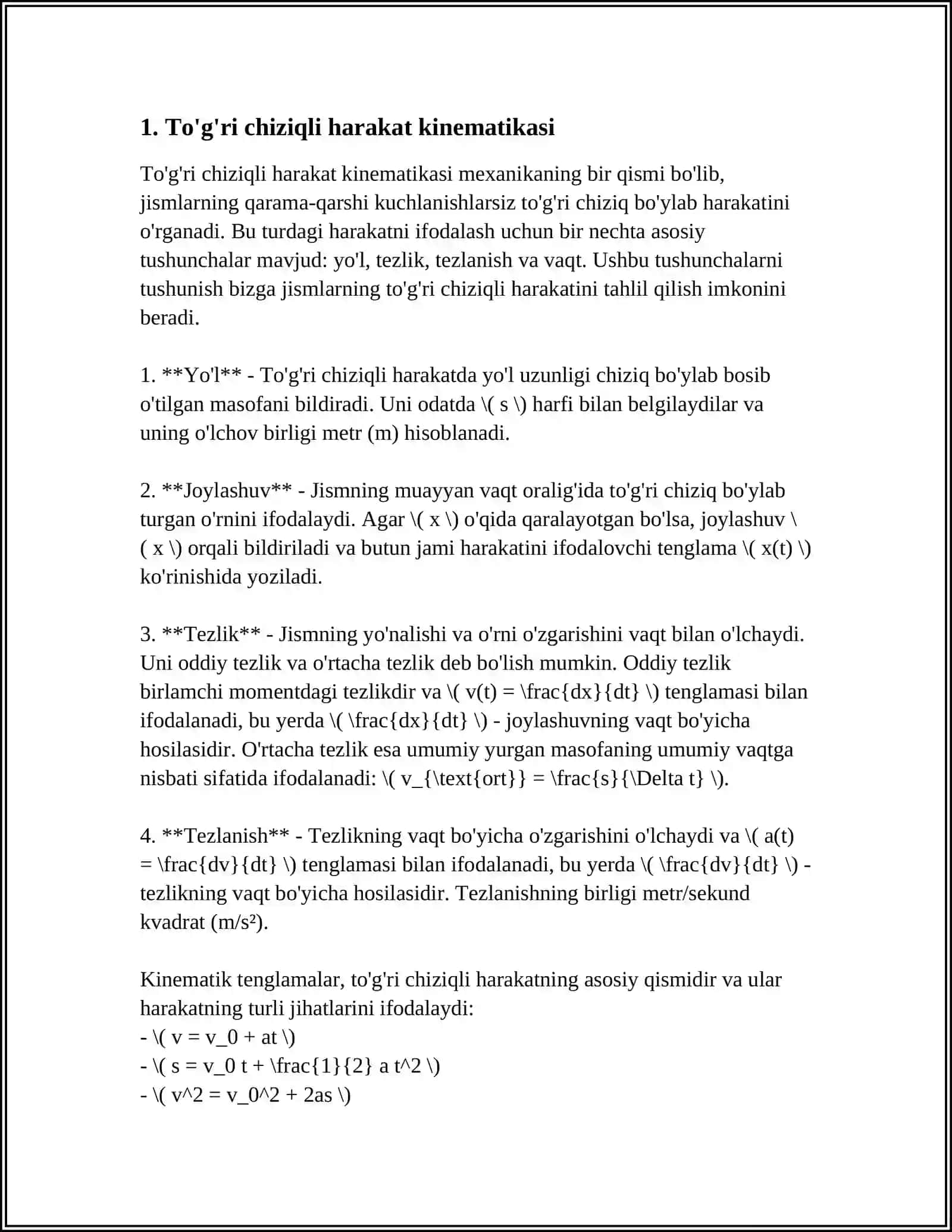 ILGARILANMA VA AYLANMA HARAKAT KINEMATIKASI 3