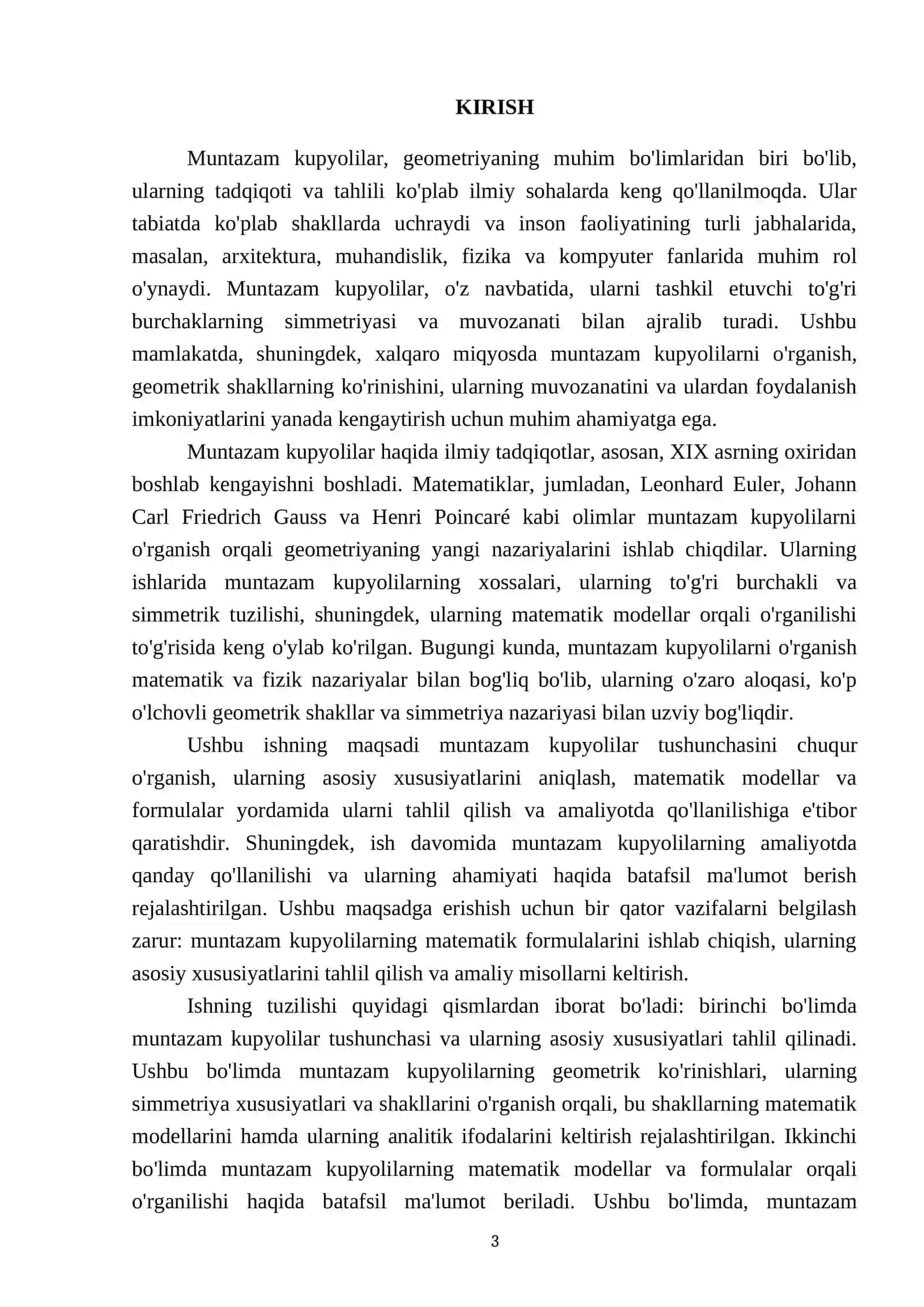 Muntazam kupyolilar 3