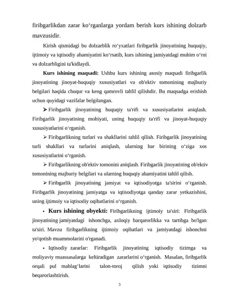 FIRIBGARLIKNING JINOYIY HUQUQIY XUSUSIYATLARI VA OBYEKTIV TOMONNING MAJBURIY BELGILARI 3